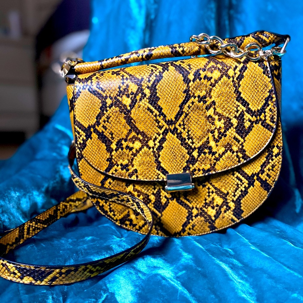 Yellow Snakeskin JustFab Handbag